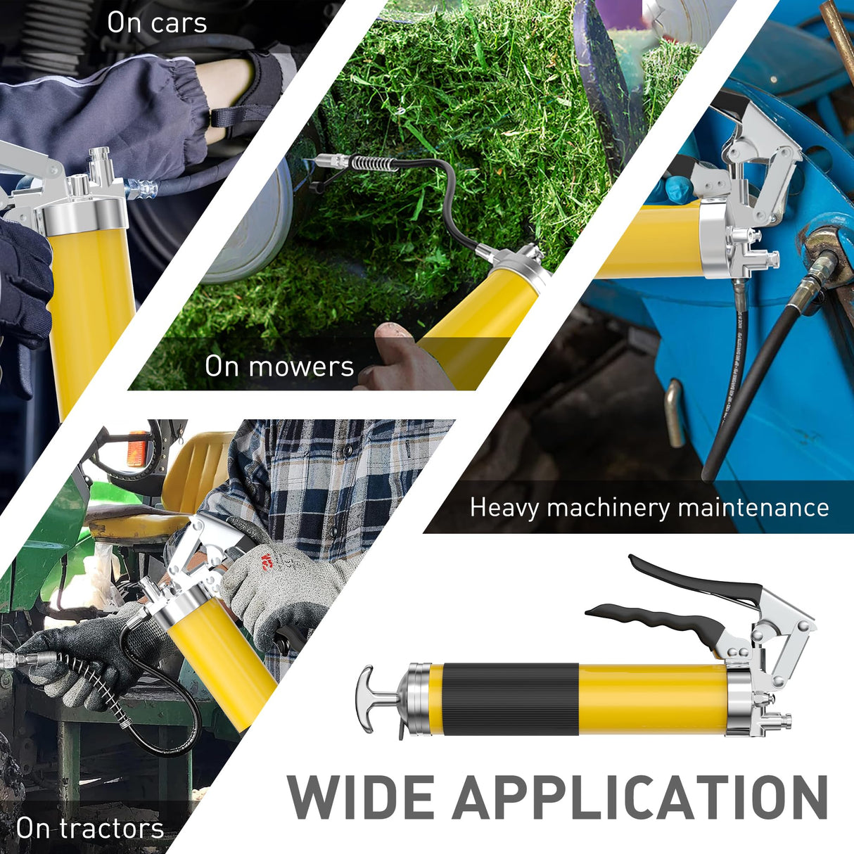 Grease Gun Kit with Hose Coupler: Lube Grease Guns Tool for 14 Oz Grease Tube - 8000 PSI Pistol Grip Heavy Duty Grease Gun with Locking and Needle Tip Nozzle - Manual Grease Gun with Zerk Fitting WYBENZ