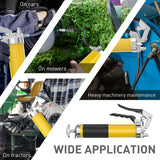Grease Gun Kit with Hose Coupler: Lube Grease Guns Tool for 14 Oz Grease Tube - 8000 PSI Pistol Grip Heavy Duty Grease Gun with Locking and Needle Tip Nozzle - Manual Grease Gun with Zerk Fitting WYBENZ