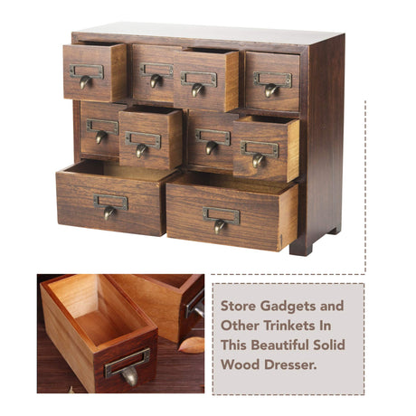 Traditional Card Catalog Solid Wood Small Chinese Medicine Small Curio Cabinet l Vintage Retro Look Tea Storage Organizer Apothecary Drawer Dresser l Modern Gadget Coffee Shelf | FULLY ASSEMBLED Primo Supply