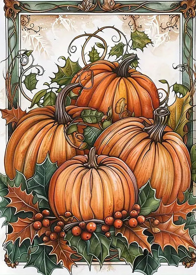 VCLKDIY Fall Pumpkin Leaf Diamond Art Kits for Adults, 5D Diamond Painting Kits for Adults Beginners, DIY Full Round Drill Diamond Dot Painting Gem Art Kits for Adult, Home Wall Decor 11.8x15.7 Inch