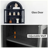 TDLEAYYD Arched Wall Cabinet with Glass Door, Arch Display Wall Mounted Cabinet, Farmhouse Wall Cabinet with Shelves for Living Room, Bathroom, Kitchen (Black) TDLEAYYD