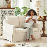 Tbfit 51" Loveseat Couch, Slipcovered Sofa, Small Sofas with Removable Cover, Pocket Spring Cushion, Mini Couches, Living Room Furniture for Home, Apartment, Farmhouse, Beige Tbfit