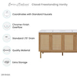 Swiss Madison SM-BV666-C Classe 60" Double Free Standing Vanity Cabinet Only - Less Vanity Top - Oak Swiss Madison