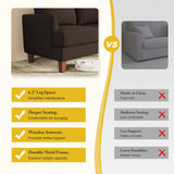 Busaurus 3 Seater Sofa Couch with Deep Seats, 89" Mid Century Modern Upholstered Sofa with Armrests, Comfy Couches for Living Room, Bedroom, Apartment and Office (Brown) Busaurus