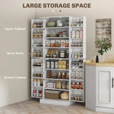 HOMCOM 65" Kitchen Pantry Cabinet, Modern Storage Cabinet with Doors and Shelves, Freestanding Cupboard for Dining Room, White HOMCOM