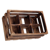 Sintosin Rustic 6 Bottle Wood Wine Racks Countertop, 13 x 8 inch Burning Finished Bottle Caddy, Handmade Farmhouse Wooden Wine Crates, Bottle Holder Decorative for Milk, Gifts for Wine Lovers Sintosin