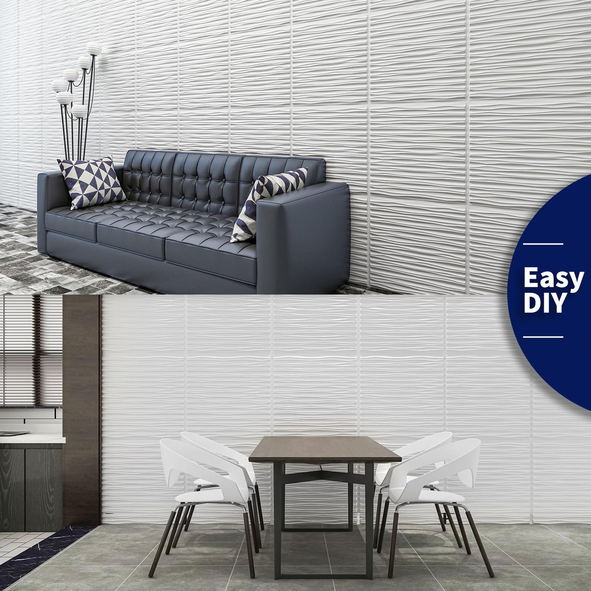 Art3dwallpanels Ceiling Tiles 24 x 24 for Interior Wall Décor, 12 Pack Drop Ceiling Tile 3D Wall Panel Fire Rated Waterproof Premium PVC, No Sag and Breakage Wall Panels Cover 48.Sq.Ft. White Art3dwallpanels