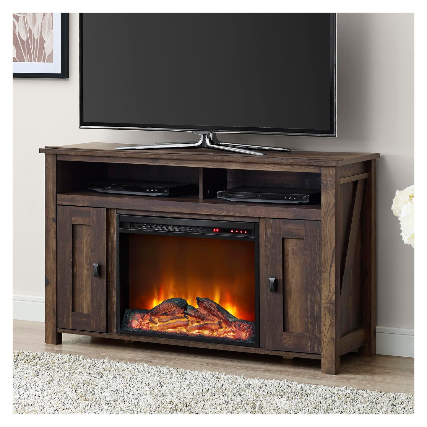 Ameriwood Home Farmington Electric Fireplace Console for TVs up to 50", Rustic