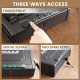 SOULYI Biometric Fingerprint Gun Safe for 3 Pistols Safe DOJ Certified with 3 Quick Access Handgun Safe,Digital Keypad Matt Black Bedside Firearm Safety Car Safe Hardened Steel Lock Box SOULYI