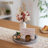 Hanobe Round Wood Candle Tray: Rustic Wooden Candle Holder Whitewash Pillar Stand Farmhouse Tea Light Plate Base for Living Room Coffee Table Centerpiece for Kitchen Counter Bathroom Home Decor,11.8" Hanobe