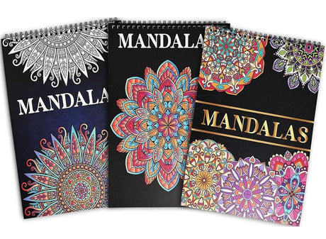Bondream 3 Pack Mandalas Coloring Books for Adults,Unique Mandala Pattern for Relaxation, Adults Coloring Book Spiral Bound,Relaxing Coloring Books for Women Bondream