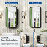 ACEMIRO 16x24 Inch Black Mirror Medicine Cabinet Metal Framed Recessed Wall Mounted Bathroom Medicine Cabinet with Mirror and Storage ACEMIRO