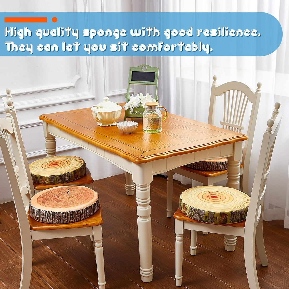 8 Pcs Flexible Seating Floor Sitting Cushion for Classroom Soft Tree Stump Stool Set 3D Digital Print Soft Round Throw Pillow Decorative Wood Slice Floor Cushion for Classroom Kids Couch Chair Home Juexica