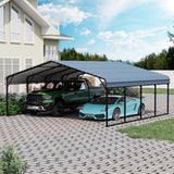EROMMY 20x20FT Stable Metal Carport, All-Weather Heavy-Duty Carports with Strong Base, Sturdy Car Shed with Galvanized Steel Roof and Frame, Easy Assembly Car Port for 2 Cars, Tractors, Boat, Gray EROMMY