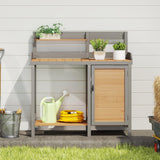 Outdoor Wooden Potting Bench Table with Sink, Garden Table Work Bench with Storage, Workstation for Outside Patio Lawn Mederla