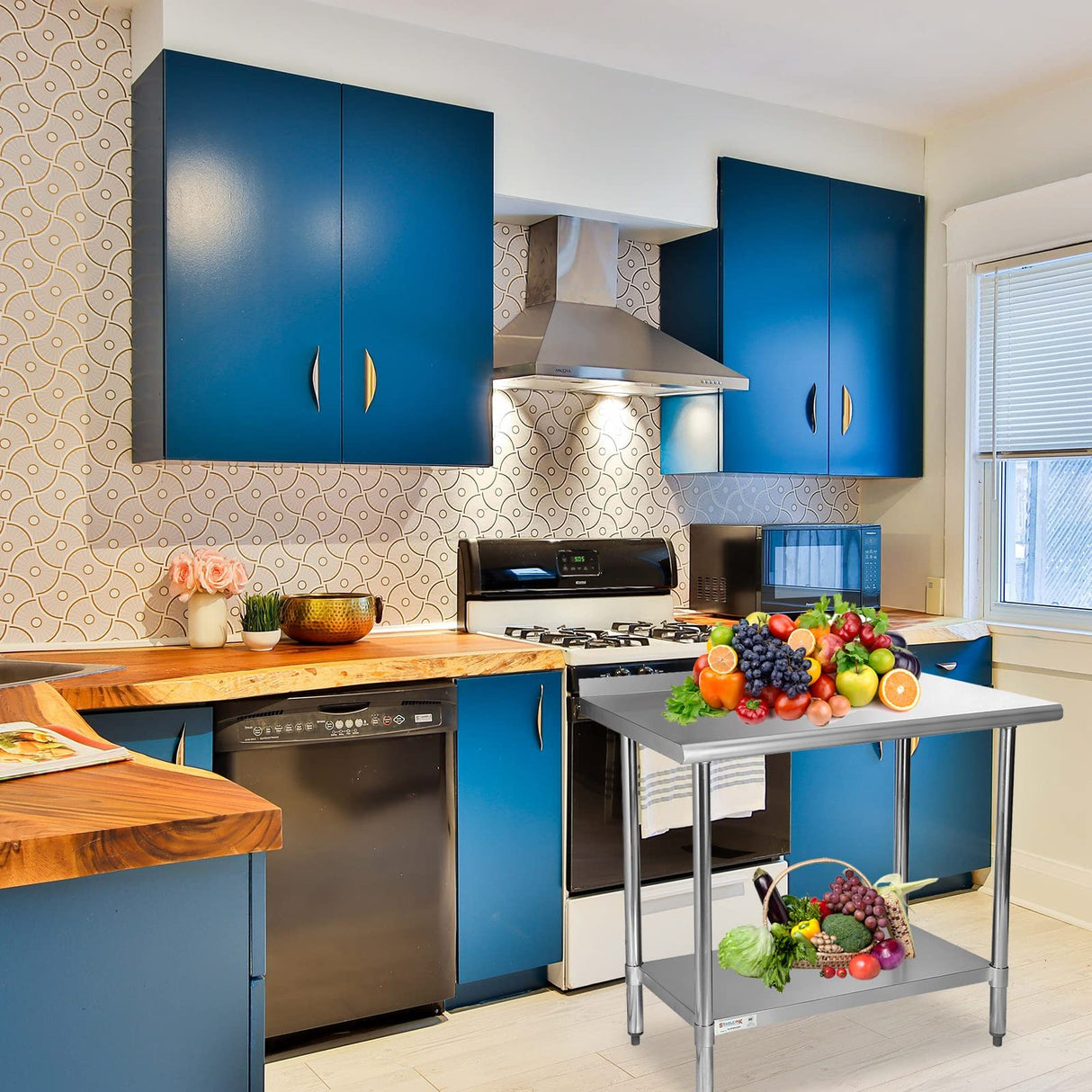 STABLEINK NSF Stainless Steel Table, 24 x 36 Inches Metal Prep & Work Table with Adjustable Undershelf, for Commercial Kitchen, Restaurant, Hotel and STABLEINK