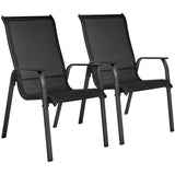 Yaheetech Set of 2 Patio Dining Chairs, Outdoor Stackable Patio Chairs with Backrest/Armrests, All Weather Chairs for Garden/Lawn/Porch/Backyard Pool, Black Yaheetech