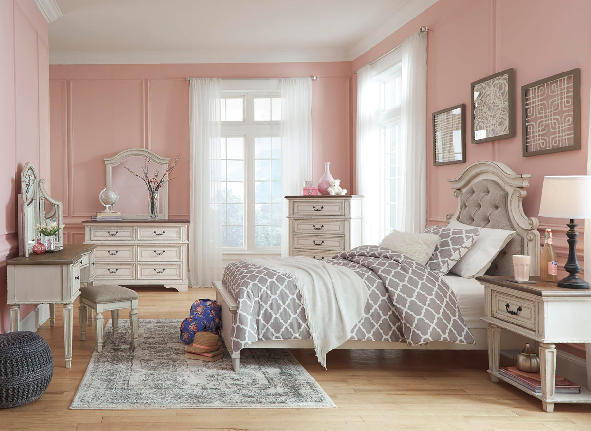 Signature Design By Ashley Realyn French Country Youth 6 Drawer Dresser, Chipped White & Brown Signature Design by Ashley