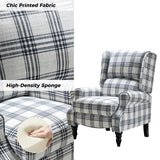 HULALA HOME Upholstered Wingback Recliner Chair, Small Adjustable Footrest Push Back Single Reclining Sofa, Mid Century Modern Lounge Armchair for Living Room, Bedroom, Reading/Plaid Black HULALA HOME