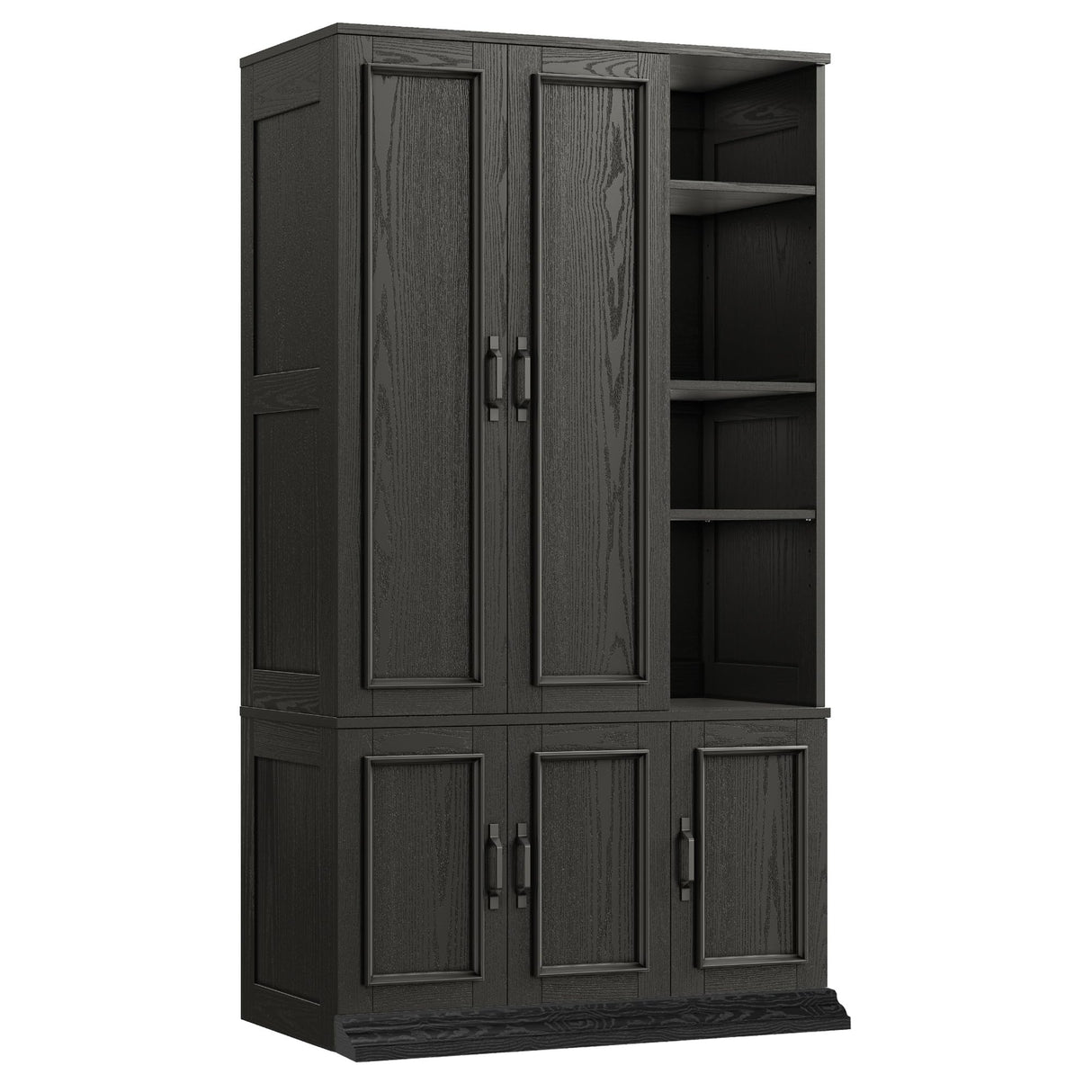 LIKIMIO Armoire Wardrobe Closet 70" H, 5 Doors Bedroom Wooden Wardrobe with 4 Storage Shelves and Hanging Rod, Clothing Storage Cabinet Organizer Combination, Black LIKIMIO