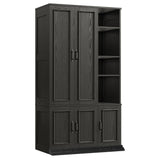 LIKIMIO Armoire Wardrobe Closet 70" H, 5 Doors Bedroom Wooden Wardrobe with 4 Storage Shelves and Hanging Rod, Clothing Storage Cabinet Organizer Combination, Black LIKIMIO