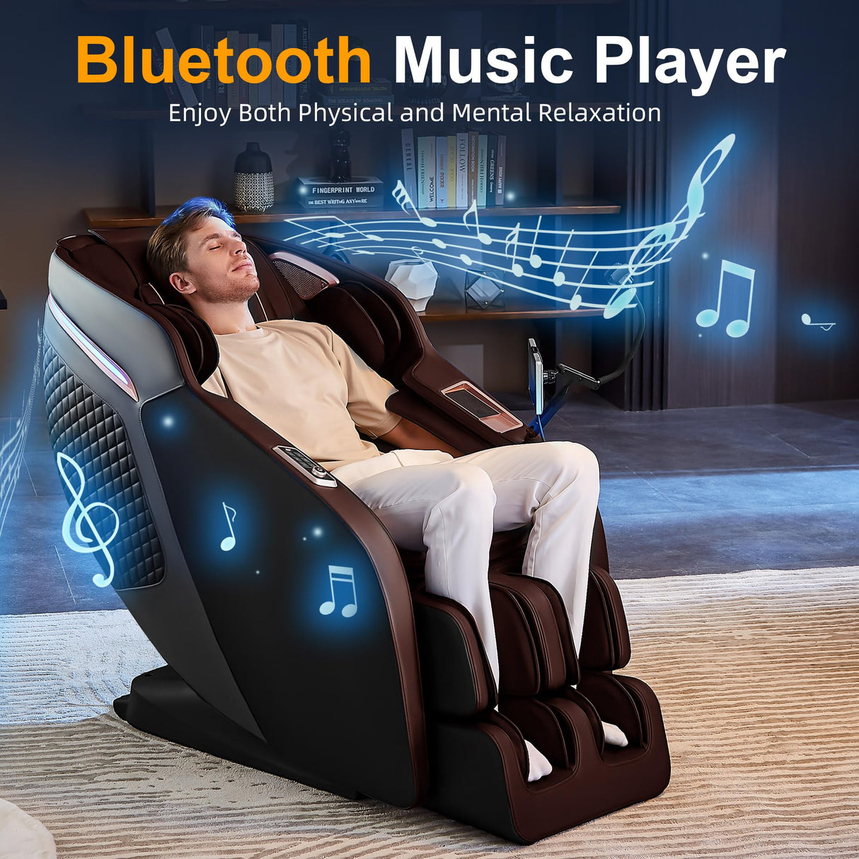 4D Massage Chair Full Body, Zero Gravity SL-Track Shiatsu Massage Chair Recliner with Heating, Body Scan, AI, Calf Kneading, Foot Rollers, Airbags, Footrest Extension, 4 Control Ways, BH-5201(Brown) VUYSUYVY