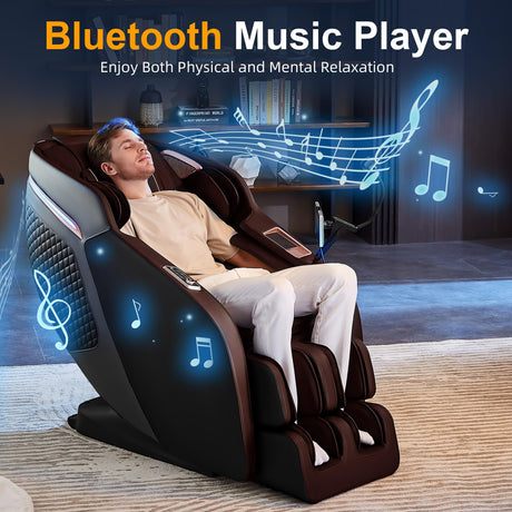 4D Massage Chair Full Body, Zero Gravity SL-Track Shiatsu Massage Chair Recliner with Heating, Body Scan, AI, Calf Kneading, Foot Rollers, Airbags, Footrest Extension, 4 Control Ways, BH-5201(Brown) VUYSUYVY