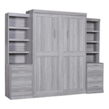 Harper & Bright Designs Full Size Murphy Bed, Wood Full Murphy Bed with Storage Shelves and Drawers, Gray Harper & Bright Designs