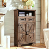 ACCOHOHO Bathroom Floor Cabinet, Farmhouse Bathroom Storage Cabinet, 24" Wide Bathroom Cabinet with Drawer, Adjustable Shelf, Barn Doors, Cabinet for Bathroom, Kitchen, Living Room, Rustic Brown ACCOHOHO