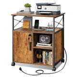 DEVAISE File Cabinet with Charging Station, Lockable Lateral Filing Cabinets for Home Office, Printer Cabinet Accommodates A4/Letter Size File folders, Rustic Brown DEVAISE