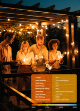 Brightown Outdoor String Lights - Connectable Dimmable LED Patio String Lights with G40 Globe Plastic Bulbs, All Weatherproof Hanging Lights for Outside Backyard Porch (50 ft - 25 LED Bulbs) Brightown
