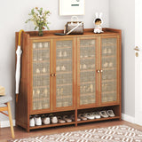 Bamboo Shoe Storage Cabinet with Doors, 8 Tier Freestanding Shoes Heels Sneakers Shoe Rack Shelf for 36-40 Pairs, Entryway Shoe Cabinet with Drawers for Hallway Living Room (Brown-01, 8th floor) sasygfi