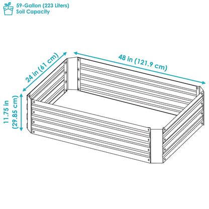 Sunnydaze 48-Inch Galvanized Steel Outdoor Raised Garden Bed - Rectangle Planter for Vegetables and Flowers - Woodgrain - WoodArtSupply