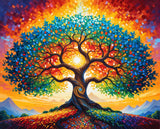 ldazao Tree of Life Paint by Numbers for Adults Beginner Stained Glass Painting Kit Color by Numbers for Adults Canvas DIY Acrylic Adults' Paint-by-Number Kits 20 X 16 Inches ldazao