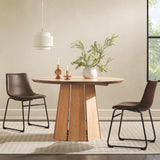 Walker Edison Scandinavian Paneled-Wood Pedestal Base Round Top Dining Table, 48 Inch, Cerused White Walker Edison