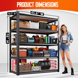 JOJUOU Garage Shelving-2050 lbs 5 Tier Storage Shelves,Adjustable Heavy Duty Metal Shelving Unit and Storage Large Rack,Utility Steel Shelf for Warehouse Industrial Pantry Basement -78"x46"x20",Black JOJUOU