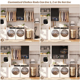 Homieasy Wall Cabinet with 2 Hanging Rods, 67'' Wide Laundry Wall Cabinet with 2 Doors, Open Rack & Adjustable Inner Shelf, Storage Cabinet Wall Mounted for Laundry & Bathroom, Black Homieasy