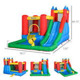 Outsunny 6-in-1 Kids Bounce House Inflatable Water Slide with Pool, Water Cannon, Climbing Wall, Inflator Included, Jumping Castle Kids Backyard Activity Outdoor Water Play Toy Outsunny