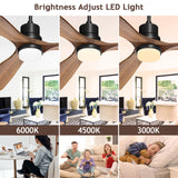 Obabala 52" Ceiling Fan with Lights Remote Control Outdoor Wood Ceiling Fans Noiseless Reversible DC Motor Obabala