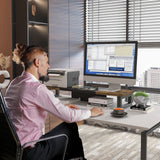 WESTREE Dual Monitor Stand Riser, Wood and Steel Monitor Stand Riser, Computer Monitor Stand for 2 Monitors, Multi-Purpose Desktop Storage Stand for Computer,Laptop,Printer,TV WESTREE