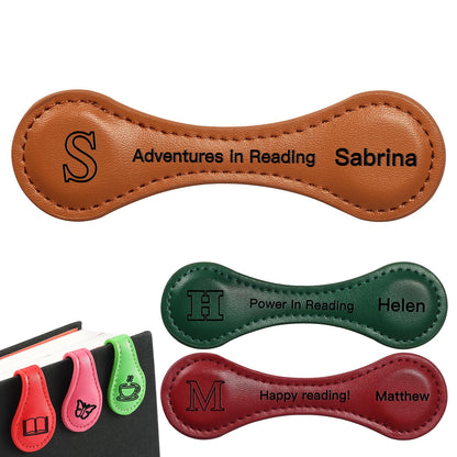 Unique Personalized Magnetic Leather Bookmarks 1 Pack: Custom Engraved, Motivational Text, and Retro Charm - A Thoughtful Gift for Book Lovers, Readers, Kids, and Students