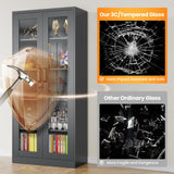 AFAIF Locking Display Cabinet with Glass Door, 71”H Metal Curio Cabinets with Adjustable Shelves, Black Liquor Caninet Display Case for Living Room, Collectibles, Clinic, Home - Assembly Required AFAIF