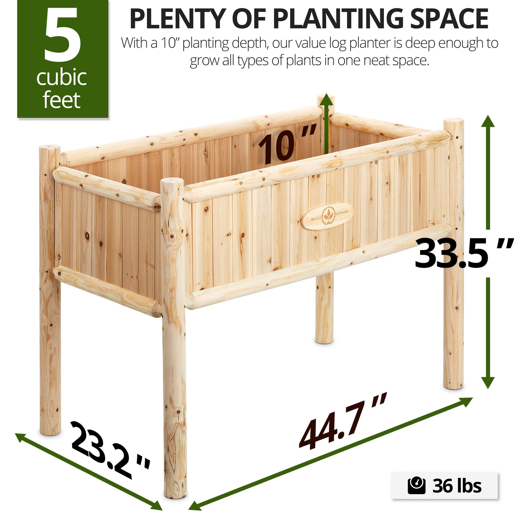 Boldly Growing Wooden Raised Planter Box with Legs - Large Elevated Outdoor Patio Cedar Garden Bed Kit to Grow Herbs and Vegetables - Unmatched Strength Lasts Years, Natural Rot-Resistant Woo - WoodArtSupply