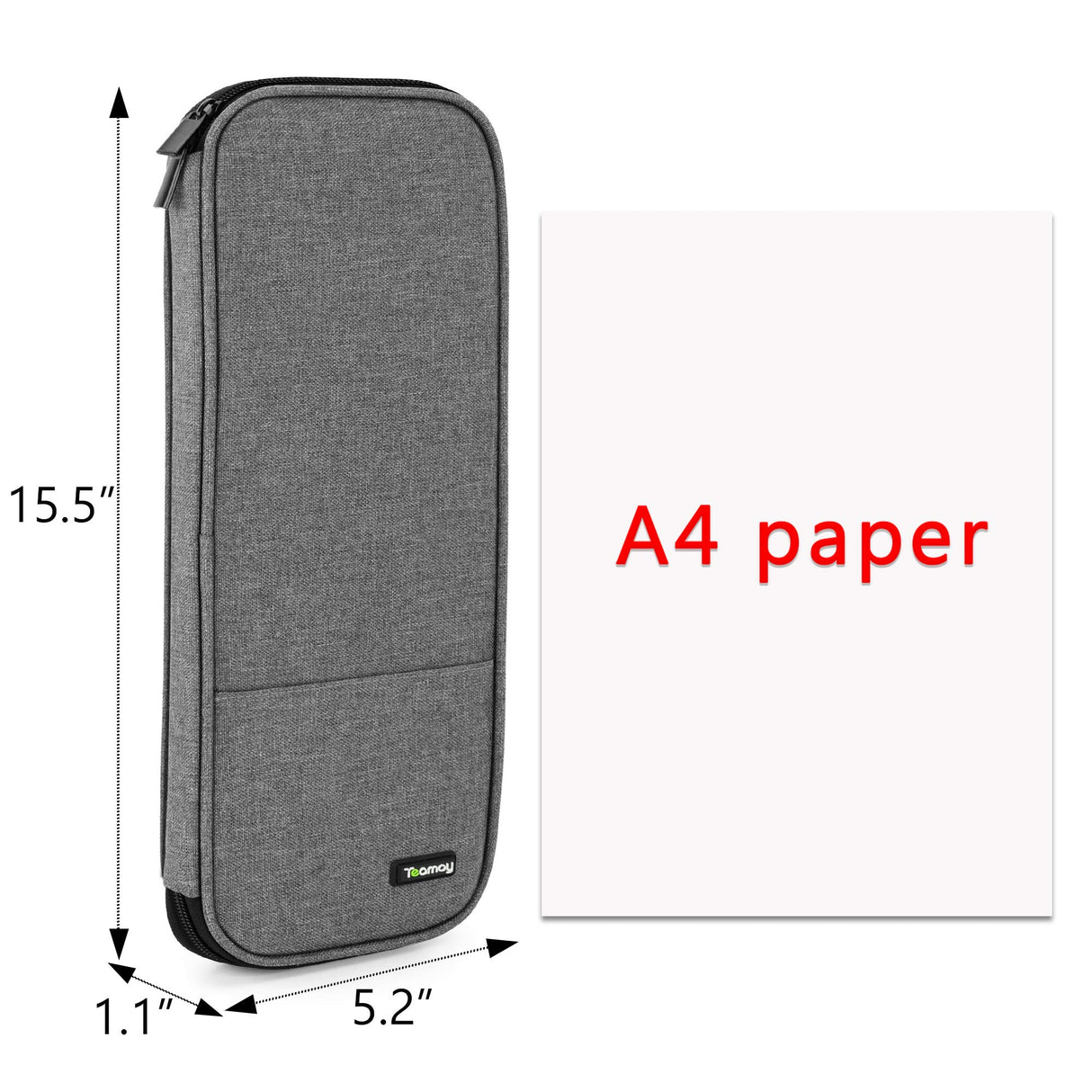 Teamoy Knitting Needles Case (Up to 14''), Travel Organizer Storage Bag for Knitting Needles, Tunisian Crochet Hooks and Accessories, Gray Teamoy