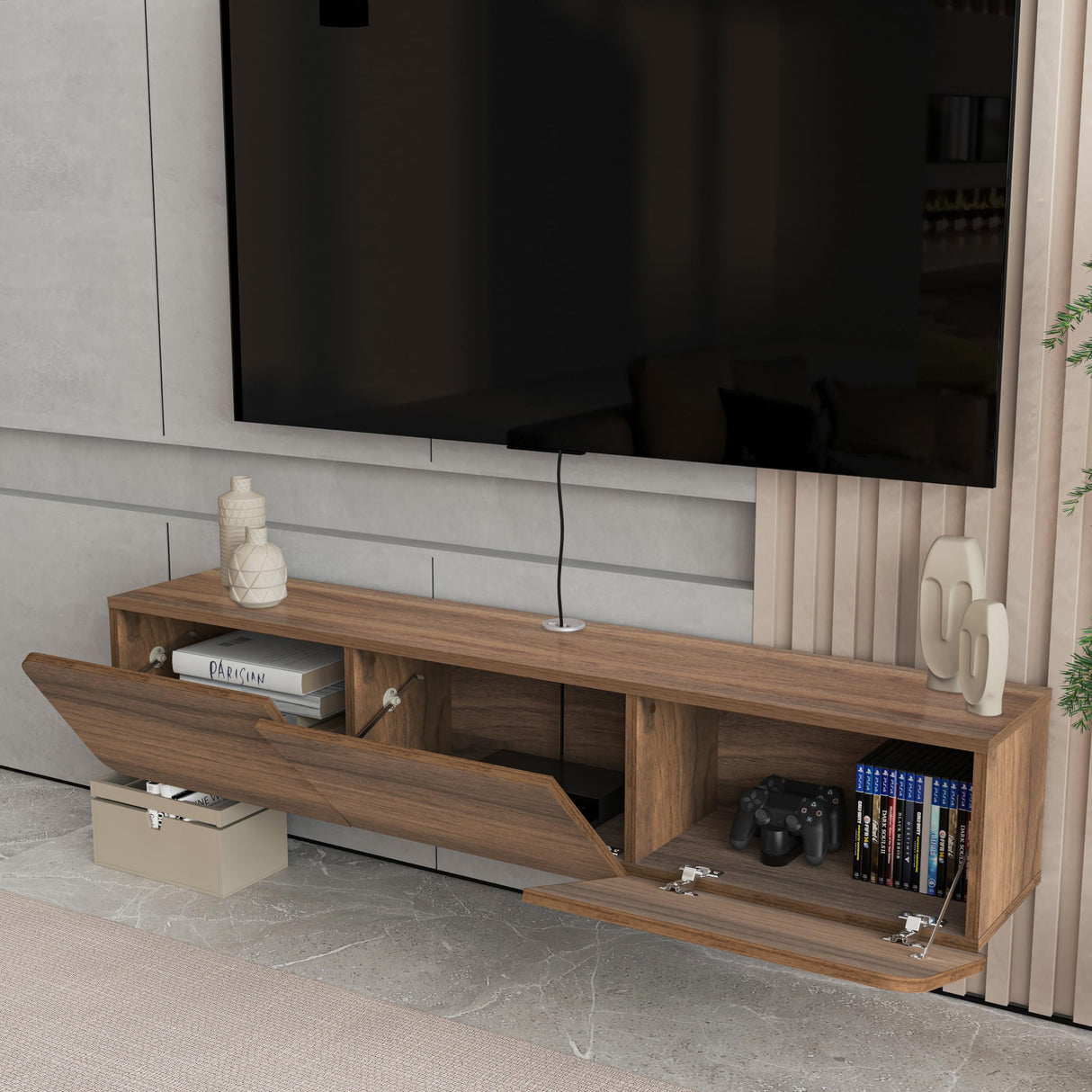 Atelier Mobili Floating TV Stand for 75 Inch TV, Wall Mounted Entertainment Center, Modern Media Console, Mid Century Modern TV Stand, Floating TV Stand 65 Inch ATELIER MOBILI THE LEADER OF THE INTERCHANGEABLE FURNITURE