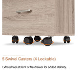 Bonnlo 26"H 3 Drawer File Cabinet with Lock, Rolling File Cabinet Under Desk, Mobile File Cabinets for Home Office, Wood File Cabinet Printer Stand for Letter Size File Folders, Assembly Required, Oak Bonnlo