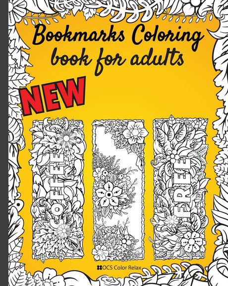 Bookmarks coloring book for adults: Flowers with words-Pretty bookmarks for women and Seniors Who Love Reading - 8x10” 50 bookmarks nice gift Majosta