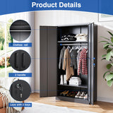 BYNSOE Metal Storage Cabinet 72'' Metal Locker with Locking Metal Storage Locker with hanging rod for Office Hospital Require Assembly (Black) BYNSOE