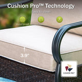 PHI VILLA 5-Piece Outdoor Dining Sets, All-Weather Patio Table and Chairs Set for 4, Heavy Duty Patio Round Table Set for Deck, 4 Extra Large Outdoor Metal Wicker Dining Chairs with Thick Cushions PHI VILLA