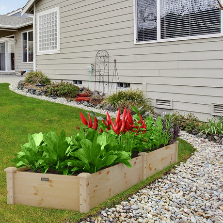 Giantex Raised Garden Bed, 95" Lx24 Wx10 H Outdoor Wood Planter Box for Vegetables Flowers Herbs Fruits, Easy-Assembly Wooden Planter Raised Bed for Backyard Garden Lawn Giantex